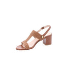 ALBANO - Sandales à talon moyen en cuir tressé - Cognac