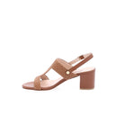 ALBANO - Sandales à talon moyen en cuir tressé - Cognac