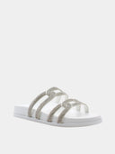 Sandales avec strass argentés - Blanc