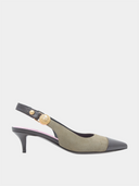 BALMAIN - Eva Kitten Slingback - Kaki