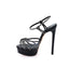 CASADEI® - Sandales Plateformes en cuir noir - Flora Cristal