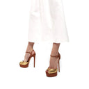 CASADEI® - Flora Cristal Sandales Plateformes en cuir - Caramel & Doré