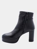 Platform leather ankle boots - Black