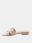 Flat leather mules - Beige
