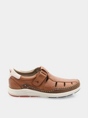  baskets ouvertes Fluchos Kai Kodiak en cuir brun, chaussures Fluchos Kai Kodiak avec scratch et semelle blanche, baskets respirantes Fluchos Kai Kodiak marron, chaussures confortables en cuir Fluchos