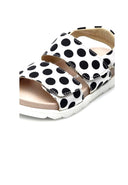 NATURINO - Sandales Filles en tissu avec double bride velcro - Blanc/Noir