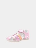 Sandales fermées enfant à velcro - Rose métallisé